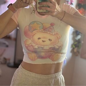 NWT Dolls Kill Sugar Thrillz Bear-ly Awake Baby Tee Teddy Bear M NEW shirt top